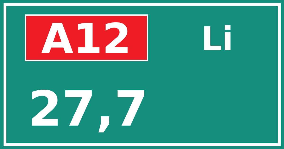 Hectometerbord A12 27,7 zijde Li