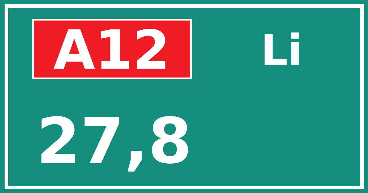 Hectometerbord A12 27,8 zijde Li