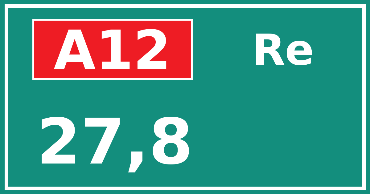 Hectometerbord A12 27,8 zijde Re