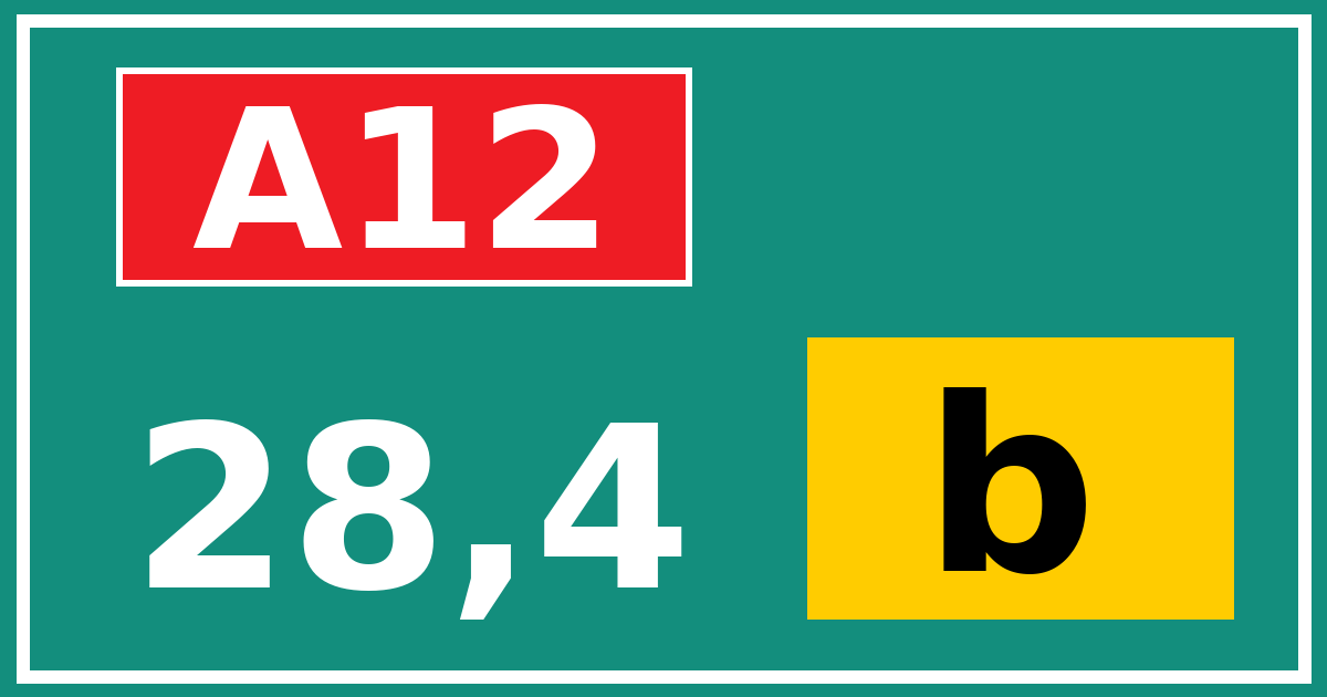 Hectometerbord A12 28,4 letter b