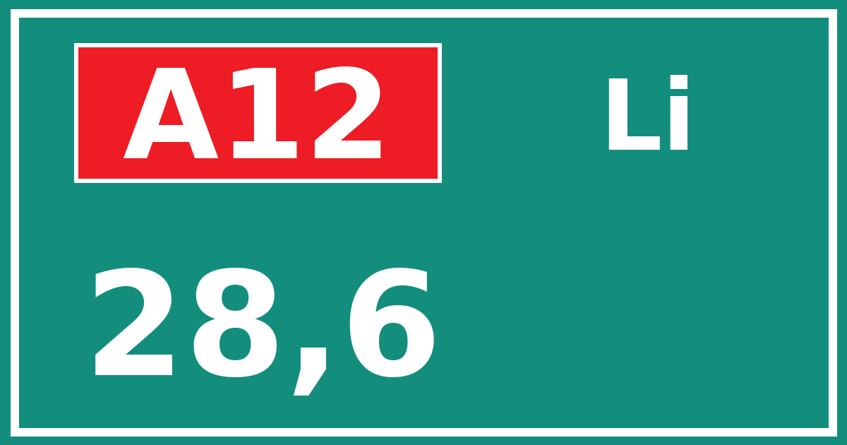 Hectometerbord A12 28,6 zijde Li