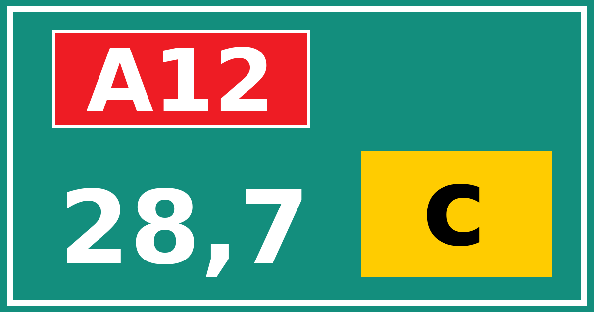Hectometerbord A12 28,7 letter c