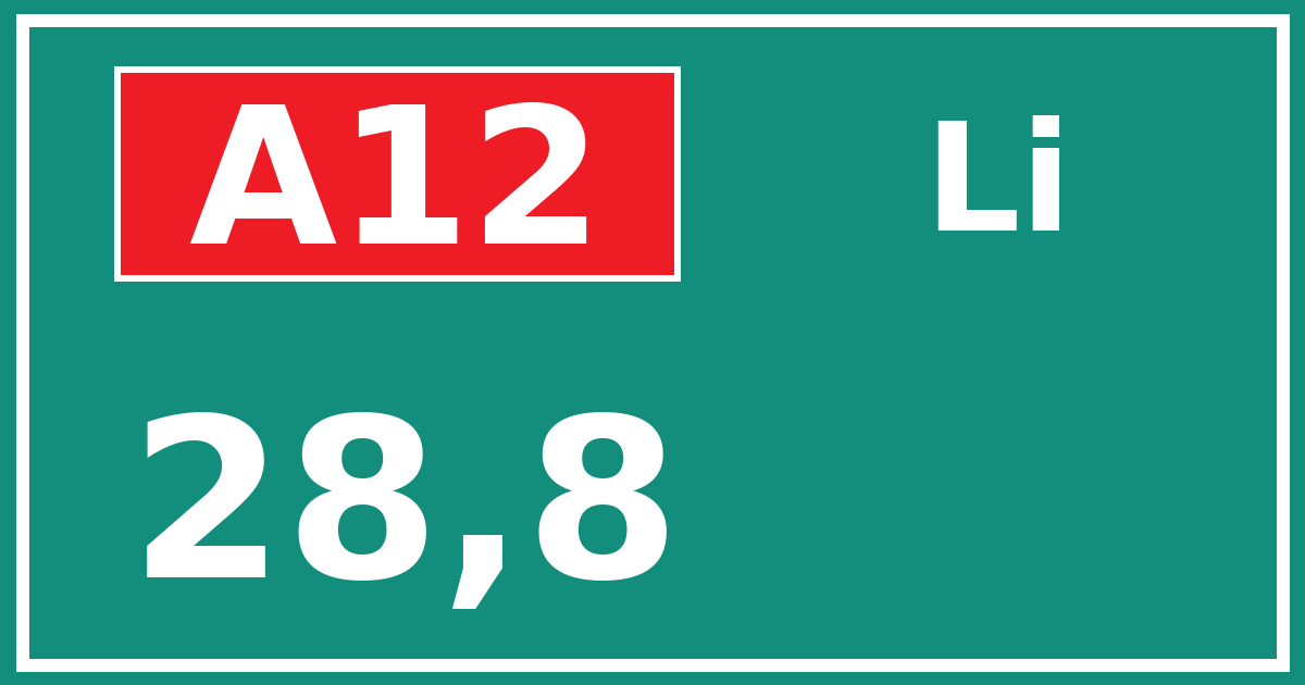 Hectometerbord A12 28,8 zijde Li
