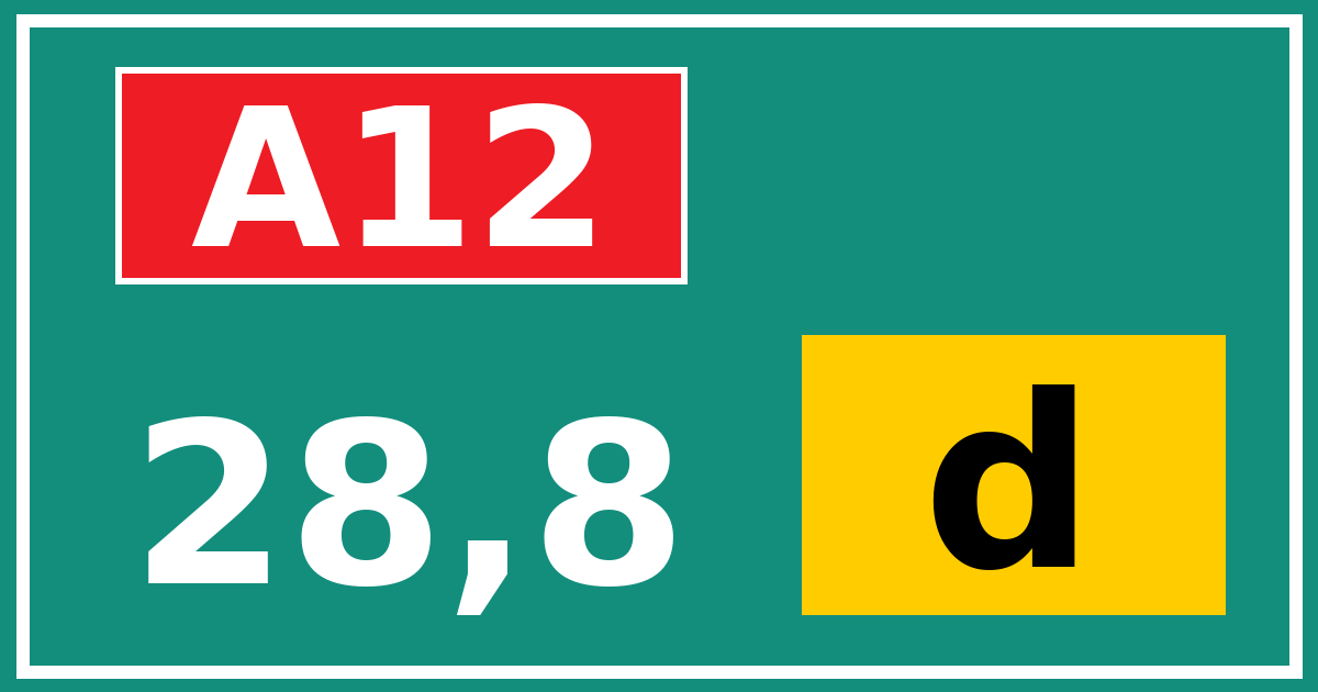 Hectometerbord A12 28,8 letter d
