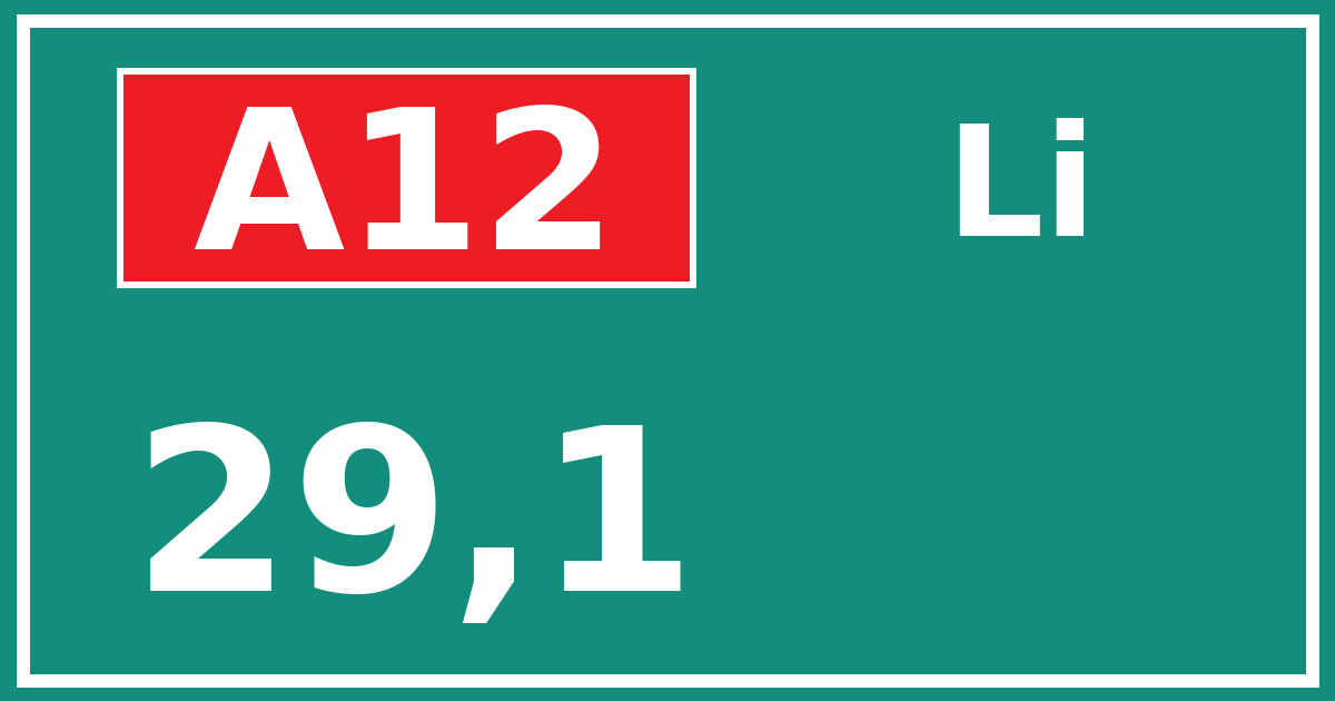 Hectometerbord A12 29,1 zijde Li