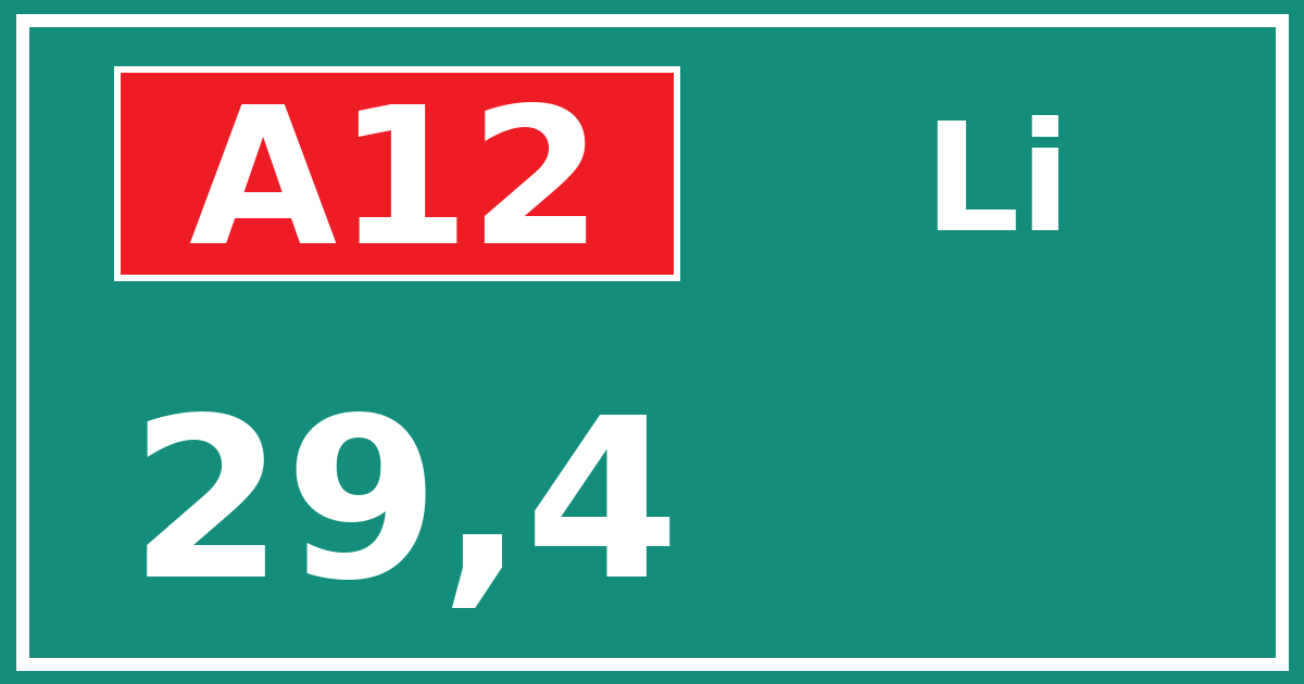 Hectometerbord A12 29,4 zijde Li