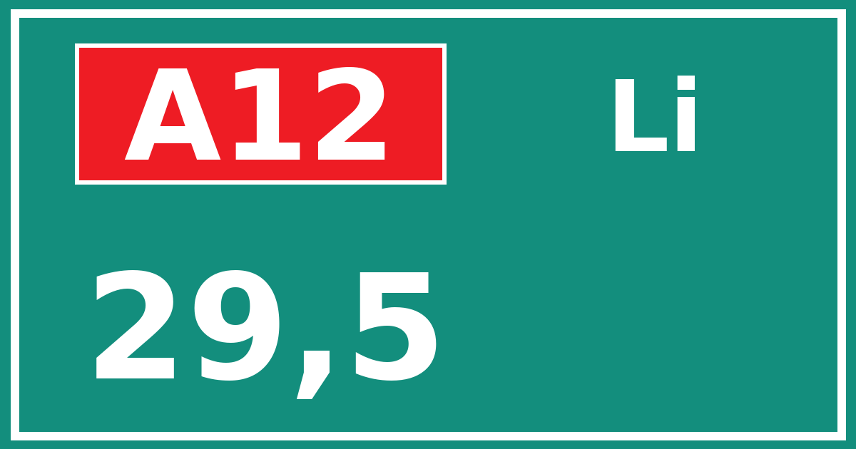 Hectometerbord A12 29,5 zijde Li