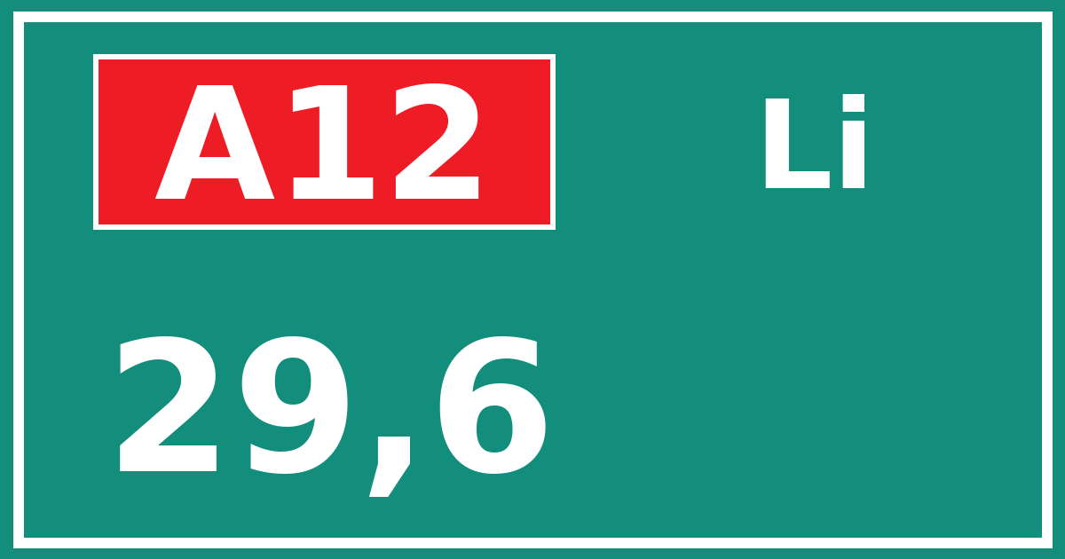 Hectometerbord A12 29,6 zijde Li