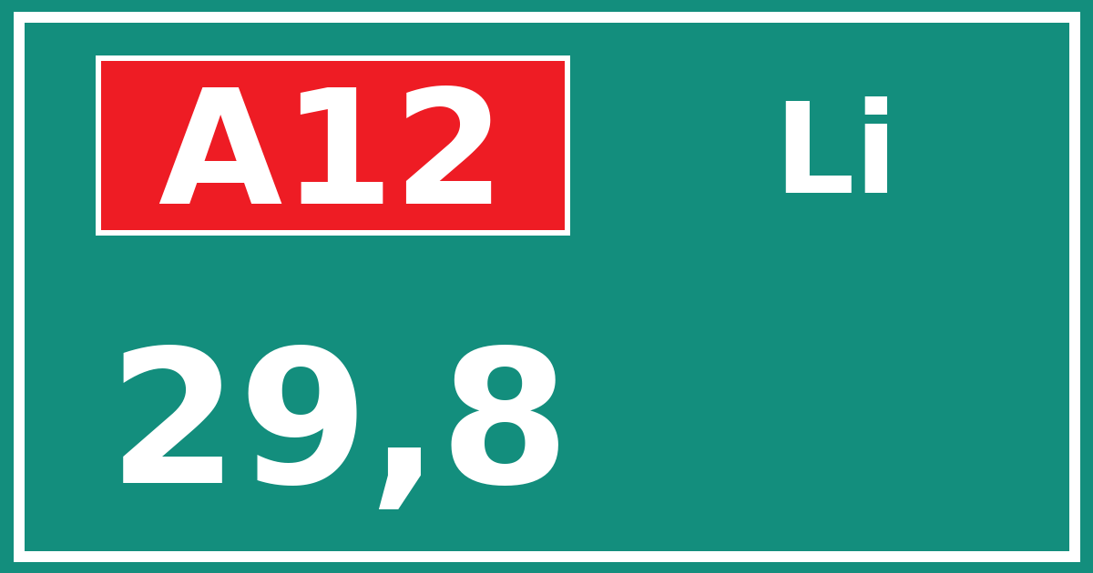 Hectometerbord A12 29,8 zijde Li