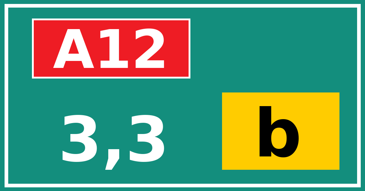 Hectometerbord A12 3,3 letter b