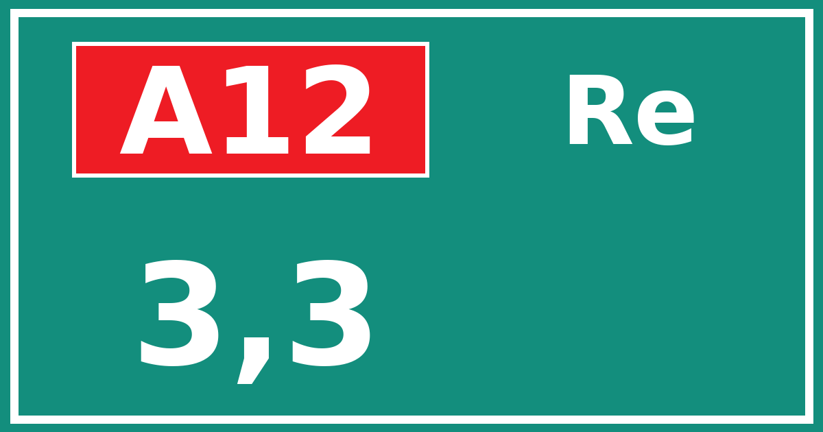 Hectometerbord A12 3,3 zijde Re