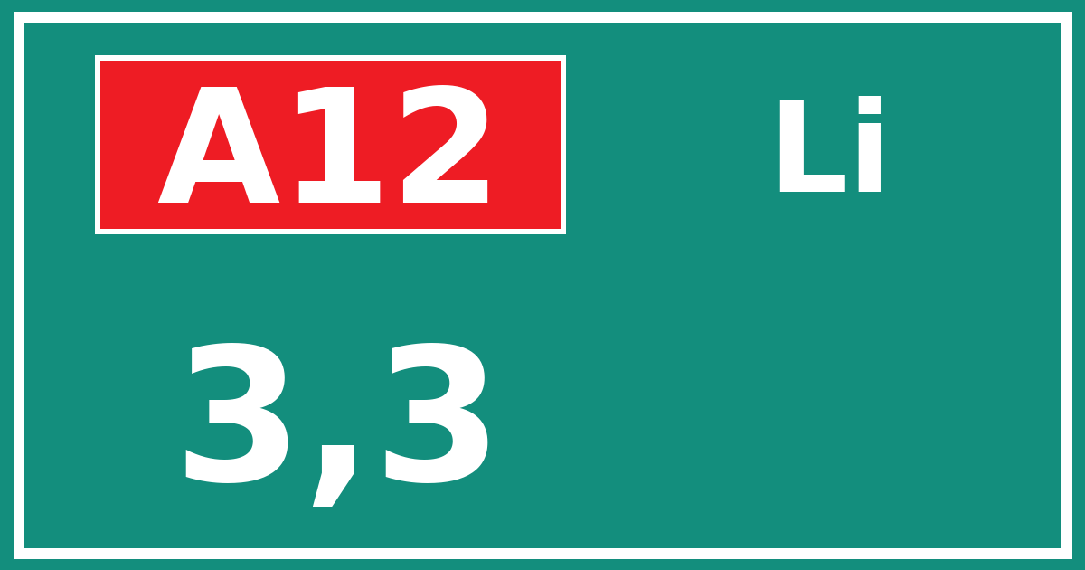 Hectometerbord A12 3,3 zijde Li