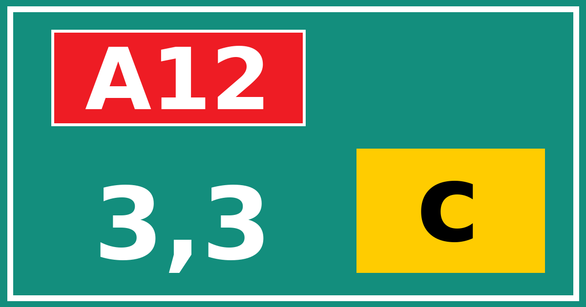 Hectometerbord A12 3,3 letter c