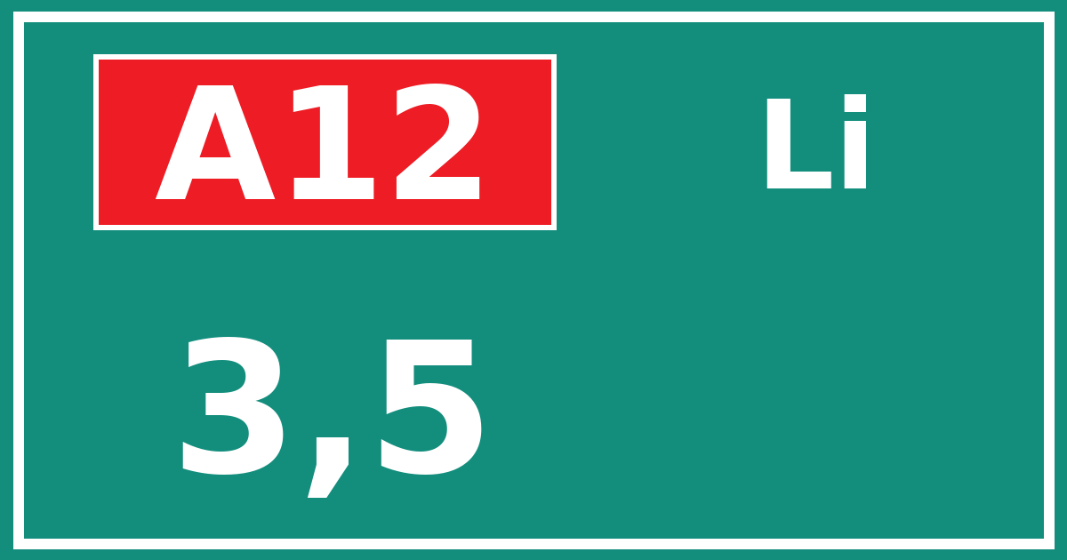 Hectometerbord A12 3,5 zijde Li