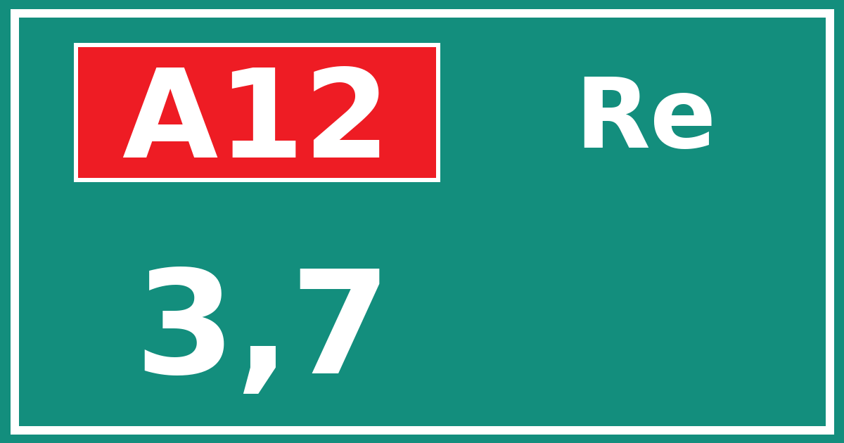 Hectometerbord A12 3,7 zijde Re