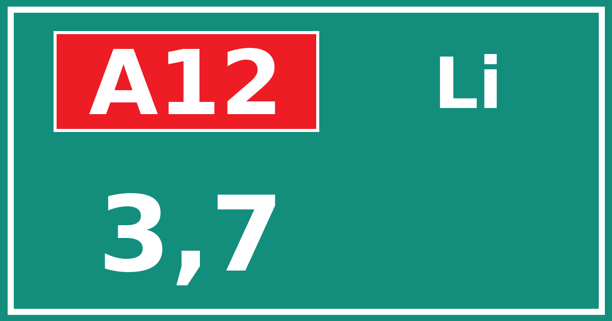 Hectometerbord A12 3,7 zijde Li
