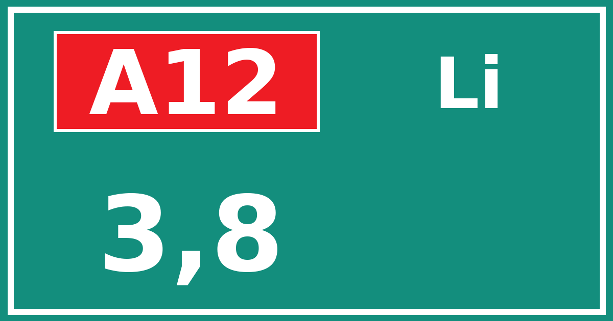 Hectometerbord A12 3,8 zijde Li