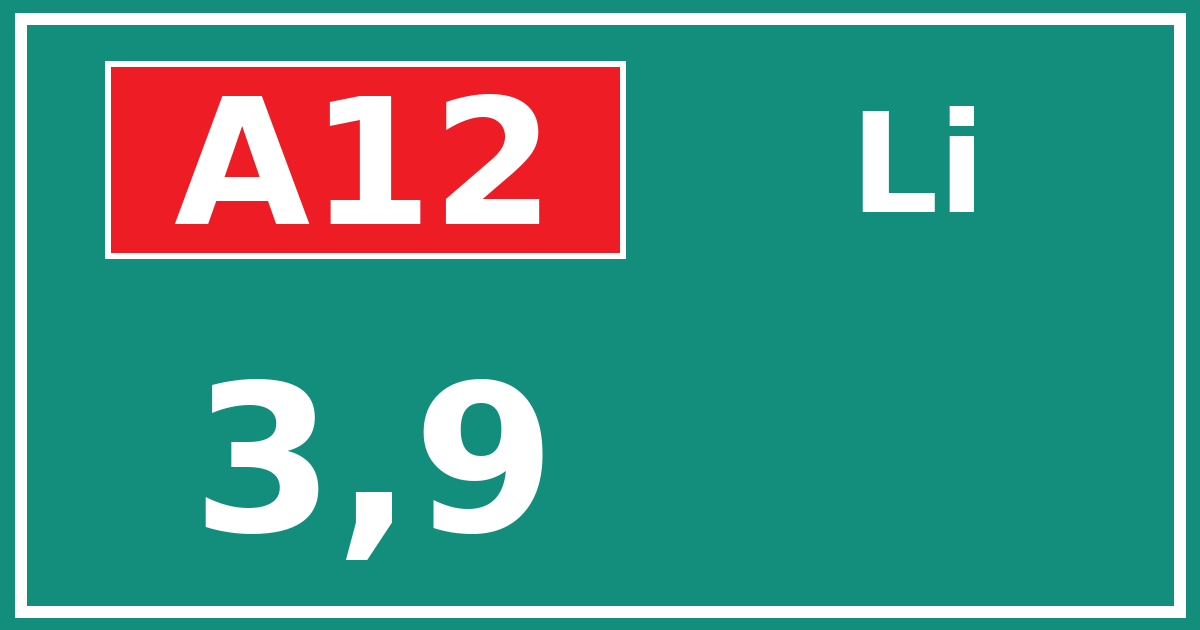 Hectometerbord A12 3,9 zijde Li