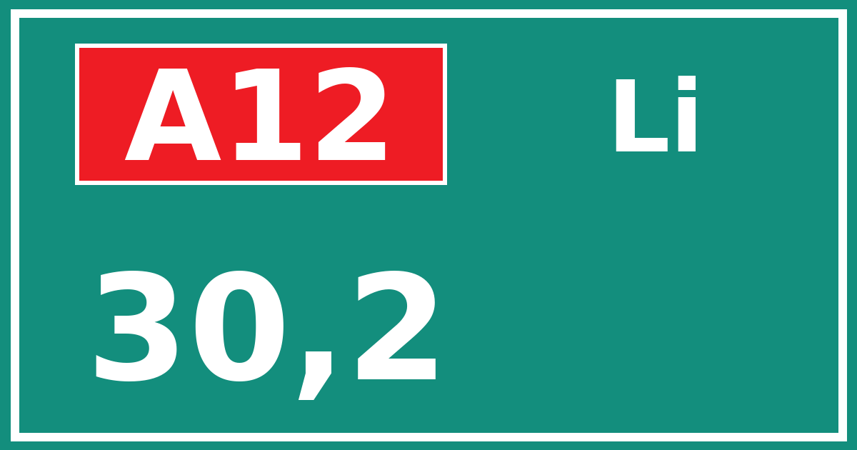 Hectometerbord A12 30,2 zijde Li