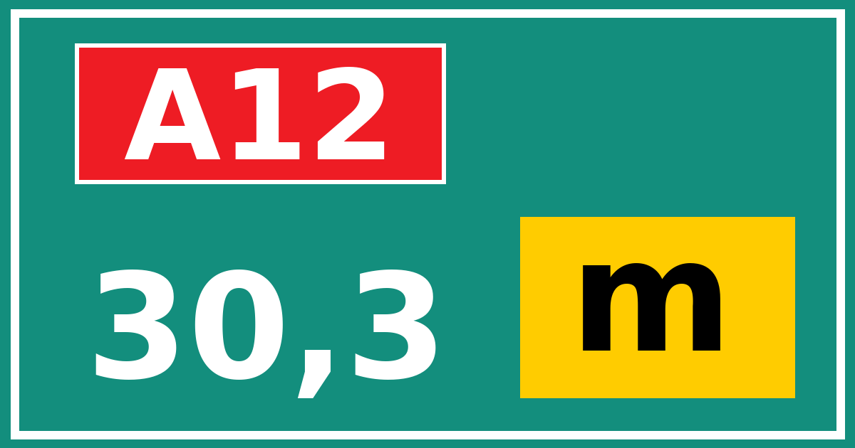 Hectometerbord A12 30,3 letter m