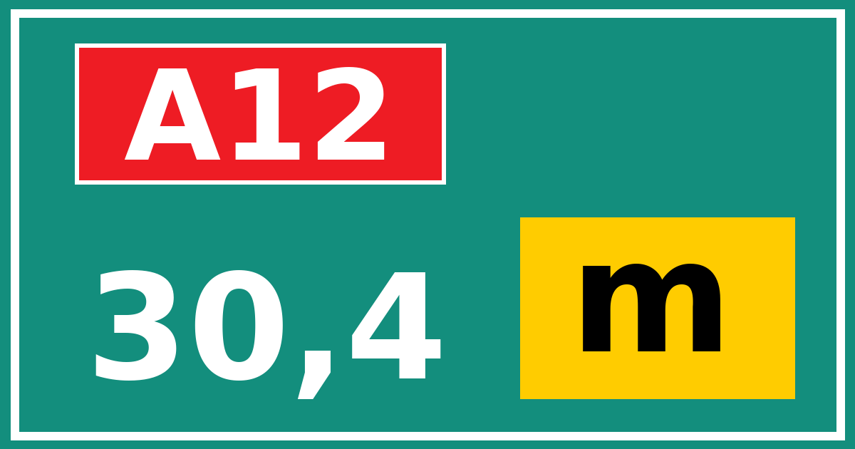 Hectometerbord A12 30,4 letter m