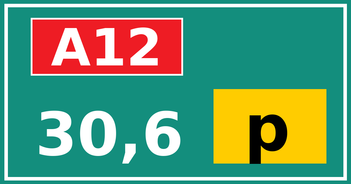 Hectometerbord A12 30,6 letter p