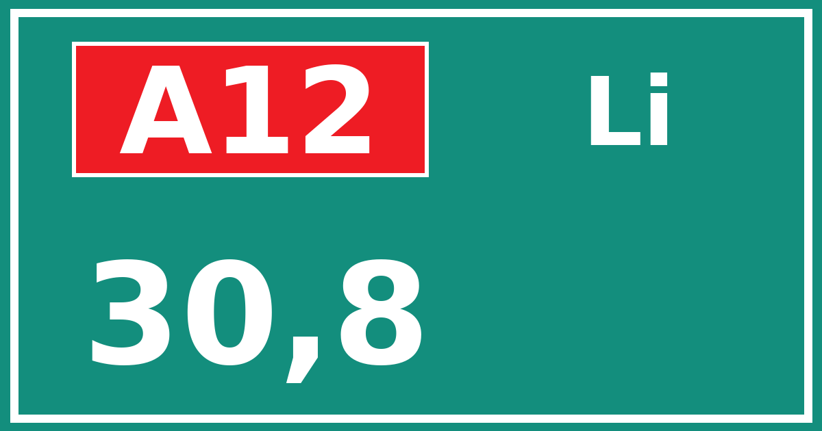 Hectometerbord A12 30,8 zijde Li