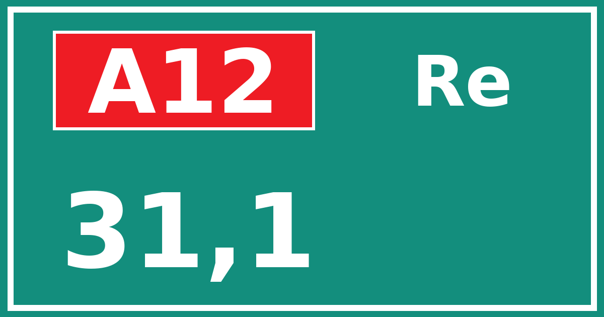 Hectometerbord A12 31,1 zijde Re