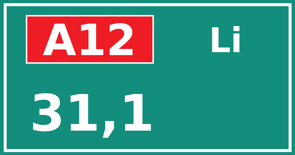 Hectometerbord A12 31,1 zijde Li