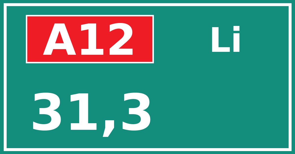 Hectometerbord A12 31,3 zijde Li
