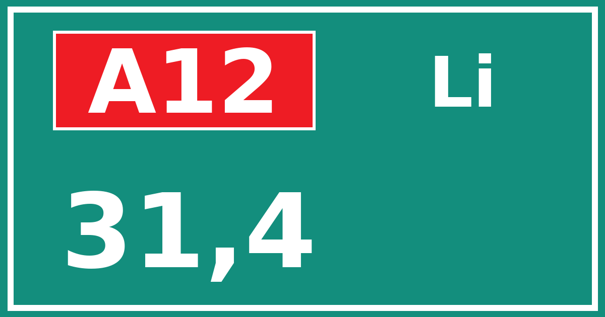 Hectometerbord A12 31,4 zijde Li