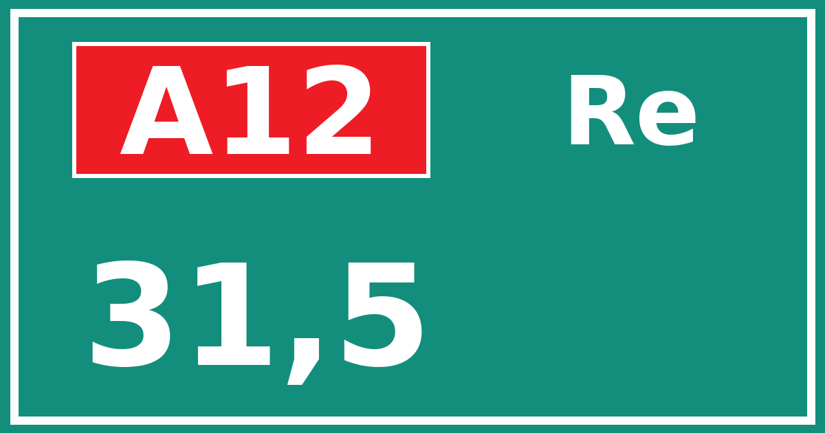 Hectometerbord A12 31,5 zijde Re