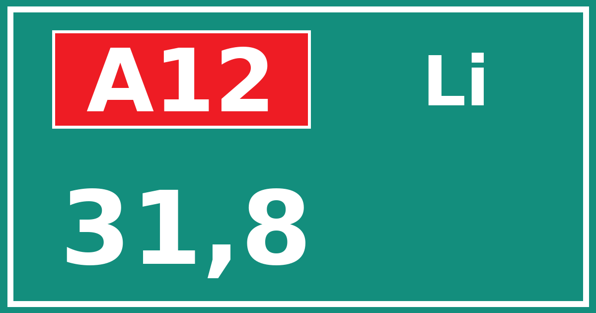Hectometerbord A12 31,8 zijde Li
