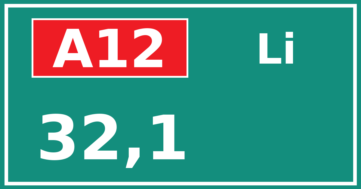 Hectometerbord A12 32,1 zijde Li
