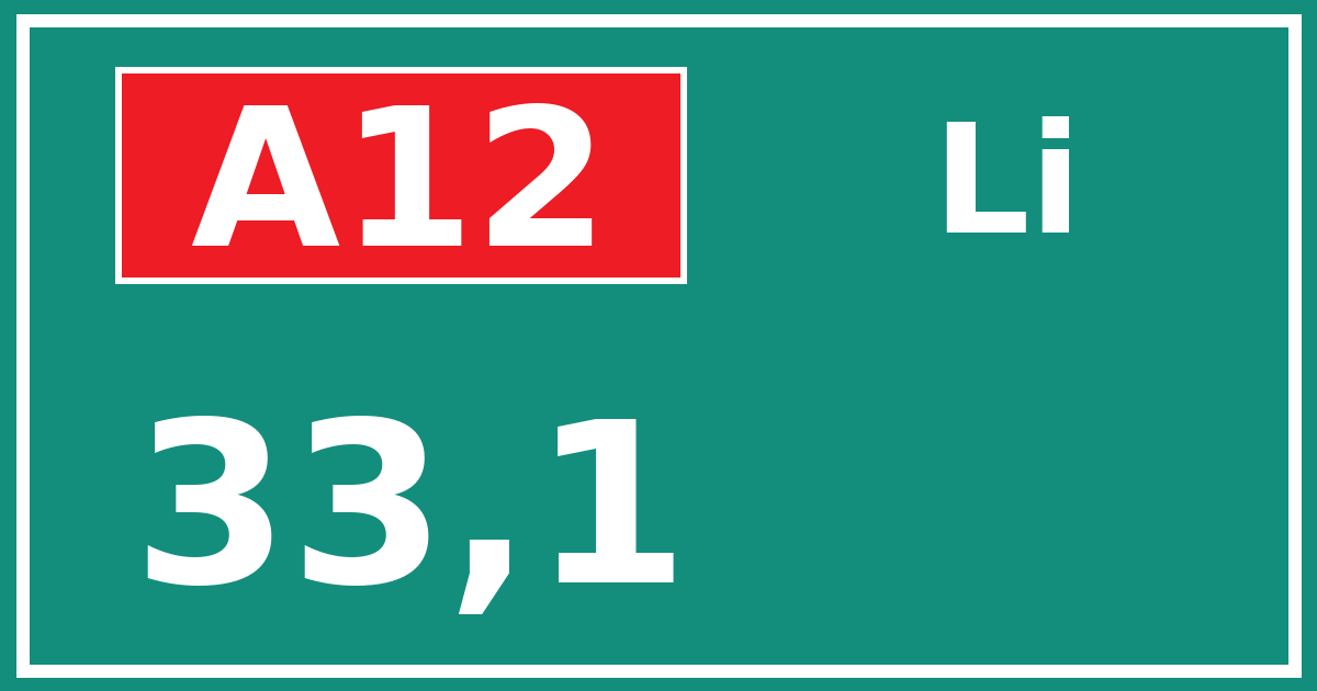 Hectometerbord A12 33,1 zijde Li