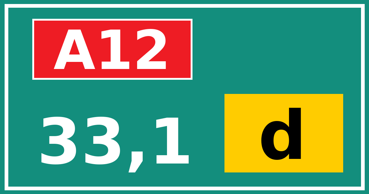 Hectometerbord A12 33,1 letter d