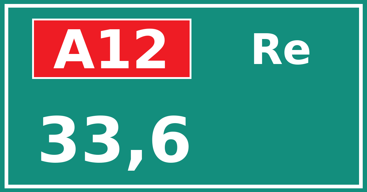 Hectometerbord A12 33,6 zijde Re