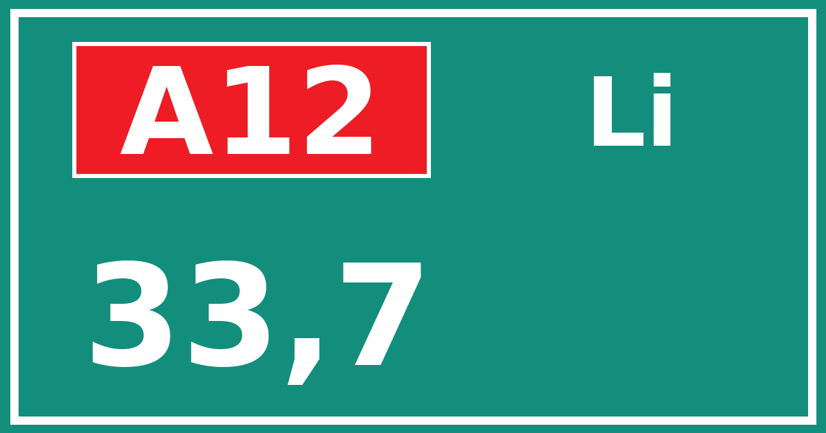 Hectometerbord A12 33,7 zijde Li