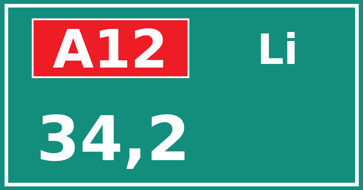 Hectometerbord A12 34,2 zijde Li
