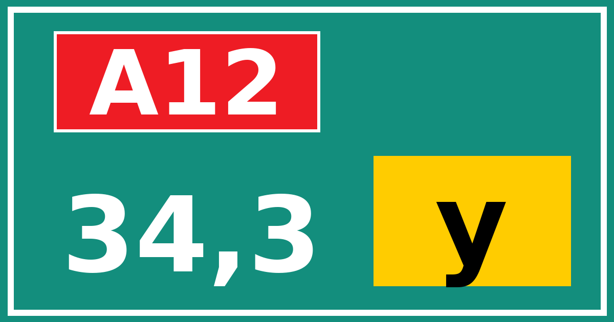 Hectometerbord A12 34,3 letter y