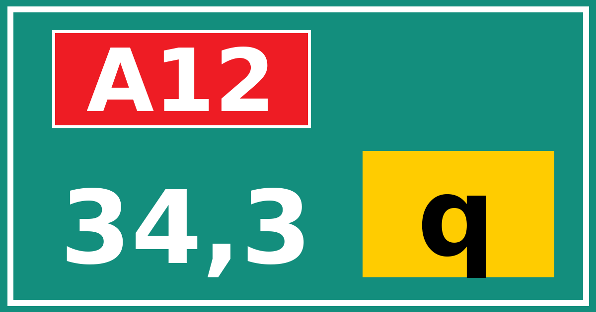 Hectometerbord A12 34,3 letter q