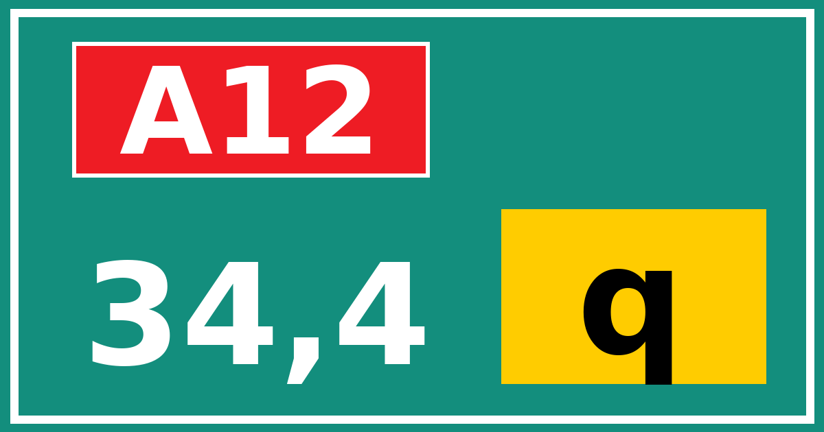 Hectometerbord A12 34,4 letter q