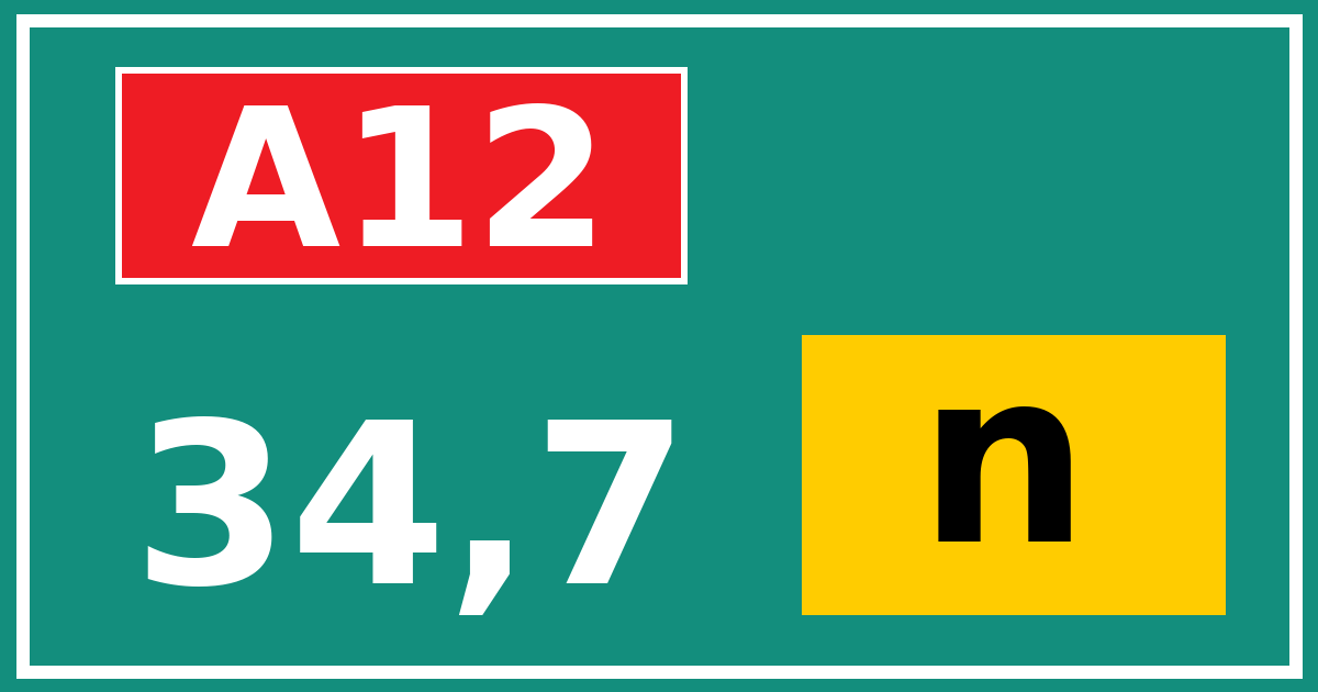Hectometerbord A12 34,7 letter n