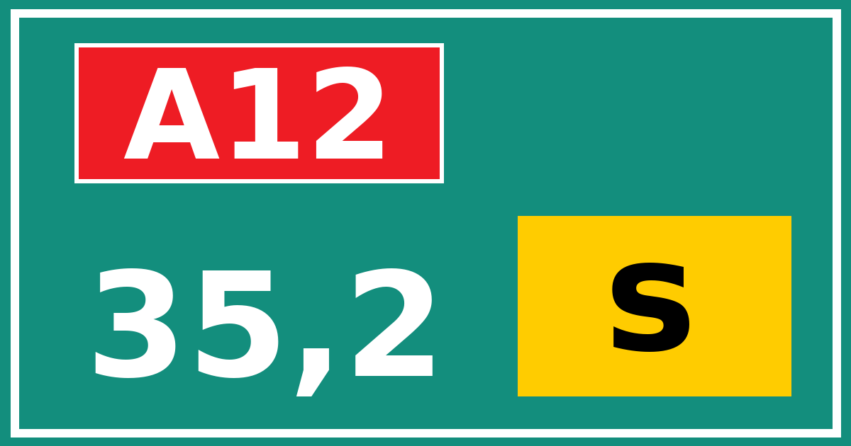 Hectometerbord A12 35,2 letter s