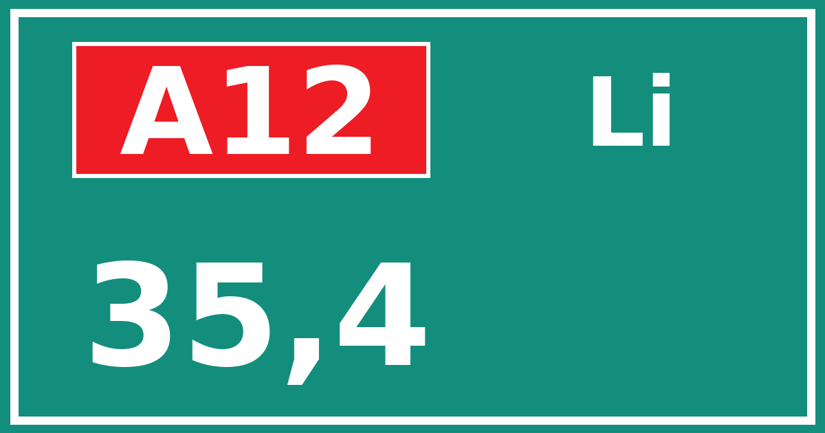 Hectometerbord A12 35,4 zijde Li