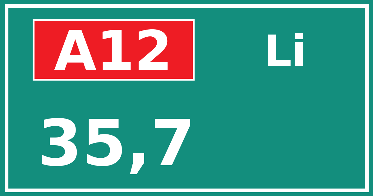 Hectometerbord A12 35,7 zijde Li