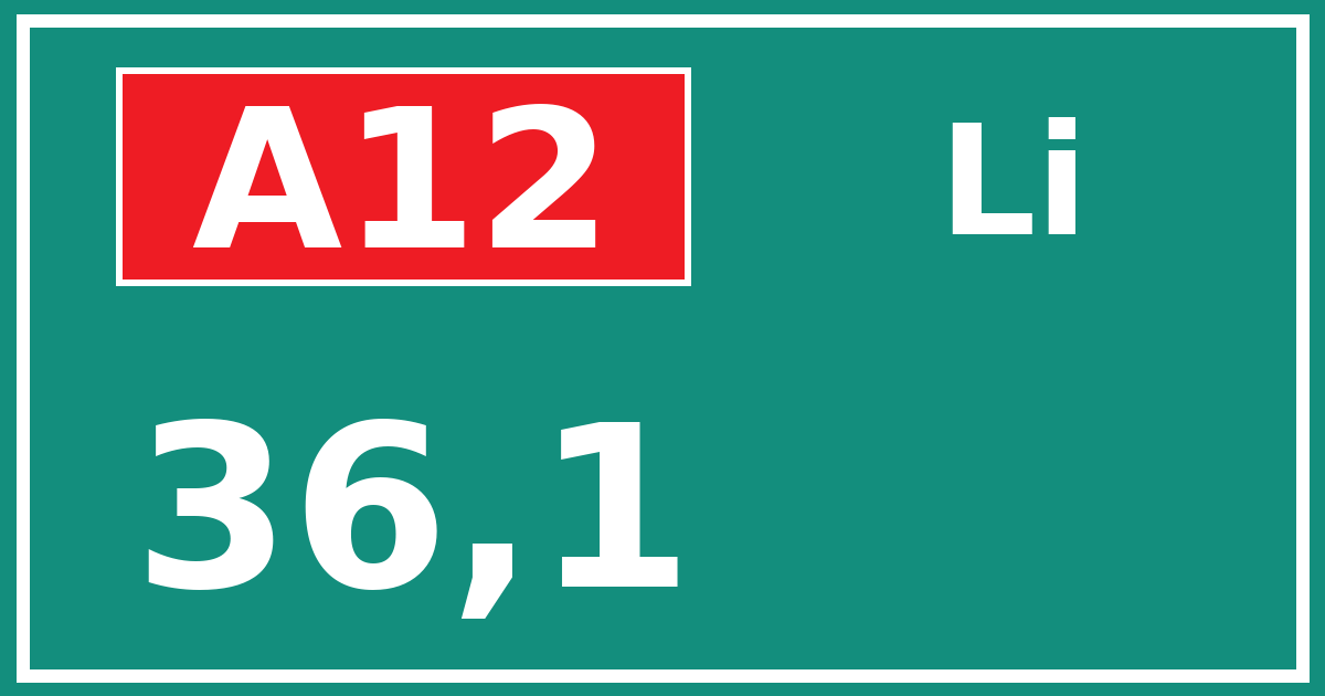 Hectometerbord A12 36,1 zijde Li