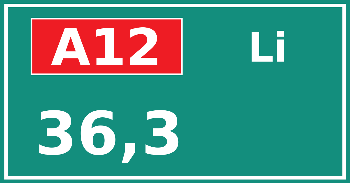 Hectometerbord A12 36,3 zijde Li