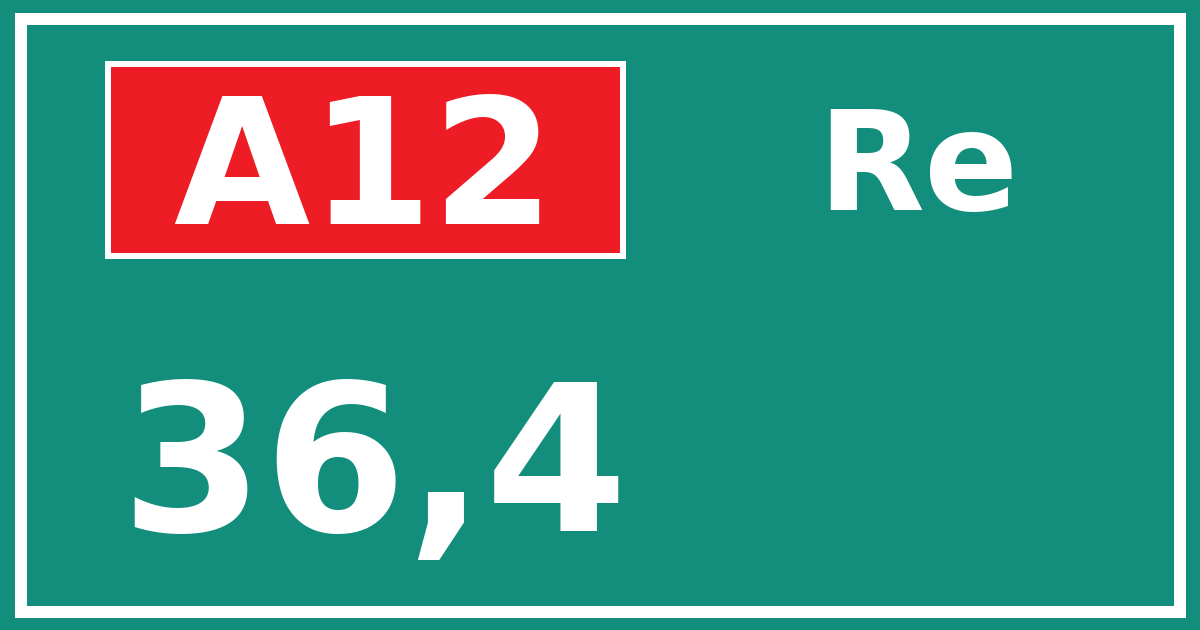 Hectometerbord A12 36,4 zijde Re