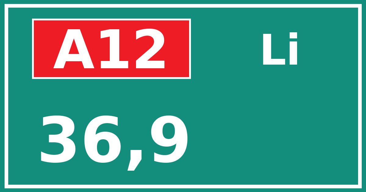 Hectometerbord A12 36,9 zijde Li